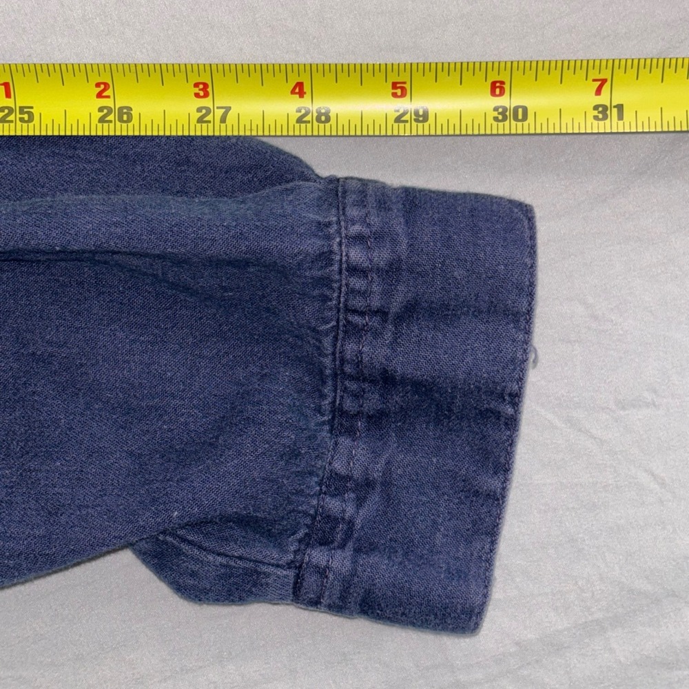 Unionbay Mens Vintage Denim Quarter Zip Pullover Shirt Blue Large Cotton 90s - Picture 6 of 9